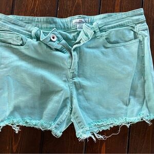 Vineyard Vines Aqua Frayed Denim Shorts